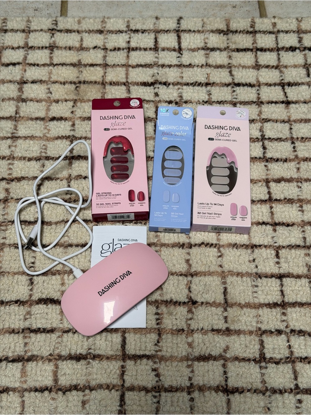 Pink Dashing Diva LED Nail Lamp with Gel Nail Strips - Pink